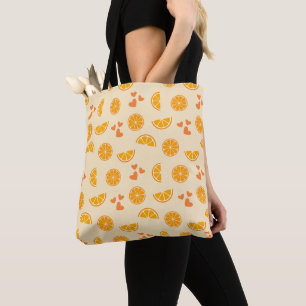 Tote Bag Tranches et coeurs orange