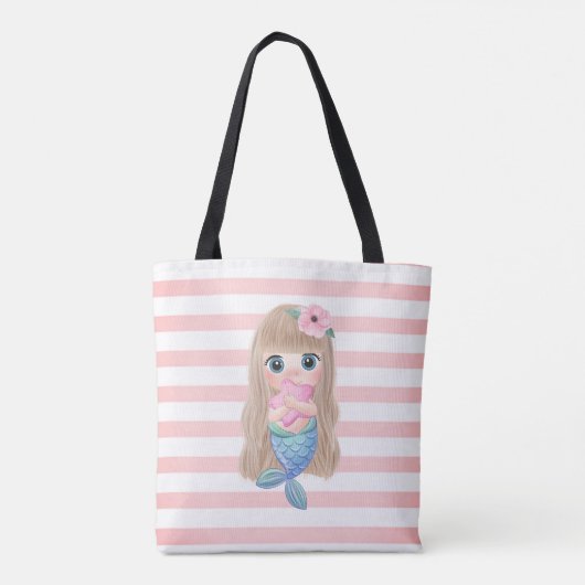 Tote Bag Trandy Striped, Bébé Sirène (Dos)
