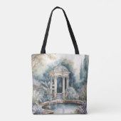 TOTE BAG TRANQUIL PASTEL WATERCOLOR GARDEN SCÈNE (Dos)