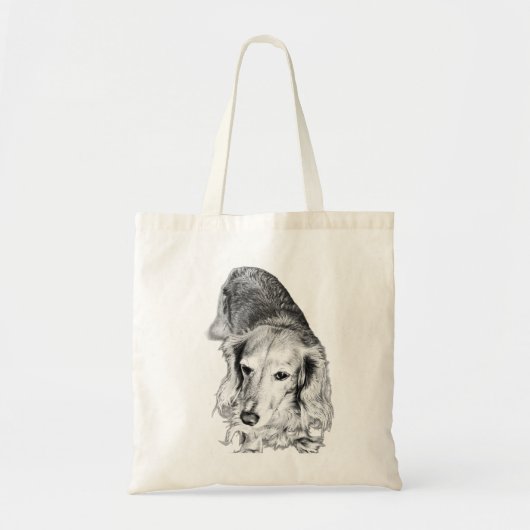 Tote Bag Transporté dans le silence – Dachshund à poil long (Devant)