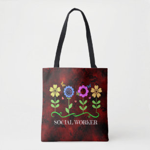 Tote Bag Travailleur social, Graphisme Floral Design
