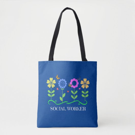 Tote Bag Travailleur social, Pastel Springtime Design, (Devant)
