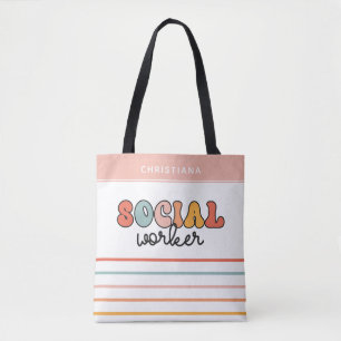 Tote Bag Travailleur social rétro personnalisé