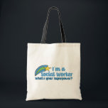 Tote Bag Travailleur social Superhero<br><div class="desc">Je suis un travailleur social,  quelle est votre superpuissance ? Un cadeau de travail social amusant avec de jolies stars de tournage inspirantes à côté de la citation.</div>