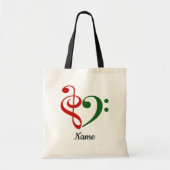 Tote Bag Treble Clef Bass Clef Coeur Noël Customisé (Devant)