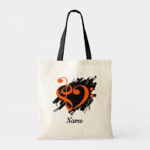 Tote Bag Treble Clef Bass Clef Music Coeur Customisé