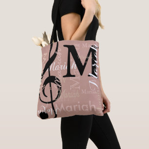 Tote Bag Treble Clef Music Note Dusty Rose Color Names