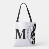 Tote Bag treble clef musique note musicien monogramme (Dos)