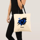 Tote Bag Treble et Bass Clef Heart Royal Blue Personnalisab (Devant (produit))