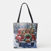 Tote Bag Treeing Walker Coonhound Christmas Red Truck (Dos)