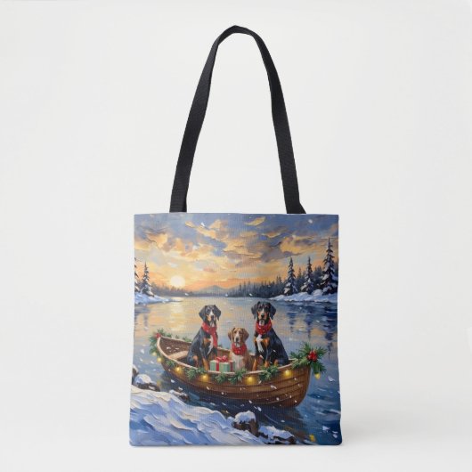 Tote Bag Treeing Walker Coonhound Noël Bateau Vacances (Devant)