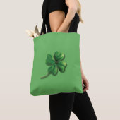Tote Bag Trèfle irlandais vert moderne (De près)