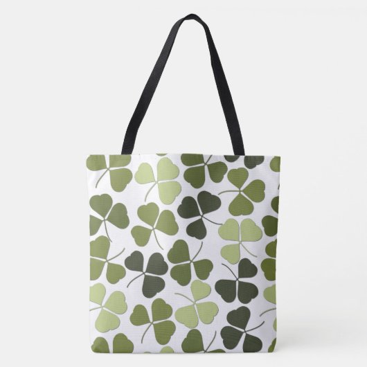 Tote Bag Trèfle vert dans une variété de nuances (Devant)