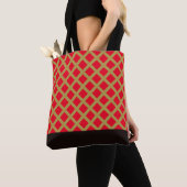Tote Bag treillis or et rouge (De près)