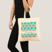 Tote Bag Trellis marocain turquoise et gris (Devant (produit))