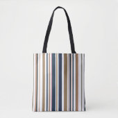 Tote Bag Trendy Modern Dark Blue et Gold Stripes (Devant)