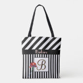 Tote Bag Trendy Modern Stripes Monogram Name (Dos)