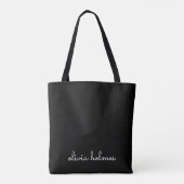 Tote Bag Trendy Monogram | Name de script noir moderne (Dos)