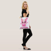 Tote Bag Trendy Pink Bunny  with Bubble Gum – Custom Name (Sur le modèle)