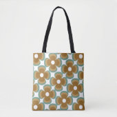 Tote Bag Trendy Teal Caramel Retro Groovy Flowers Seamless (Devant)
