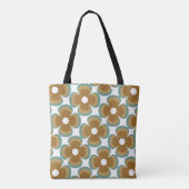 Tote Bag Trendy Teal Caramel Retro Groovy Flowers Seamless (Dos)