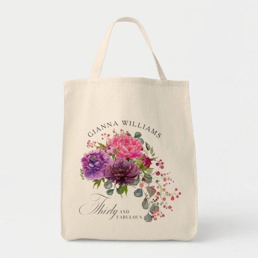 Tote Bag Trente et fabuleux Elégant Floral 30e anniversaire (Devant)