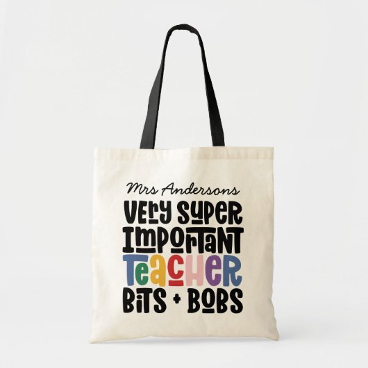 Tote Bag Très important enseignant typographie moderne cade (Devant)