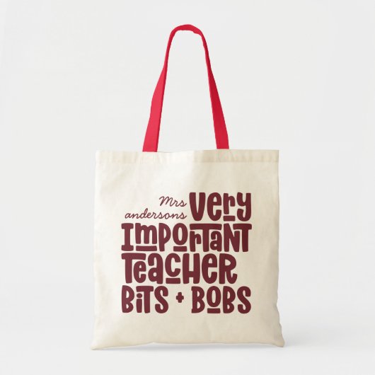 Tote Bag Très important enseignant typographie moderne cade (Devant)