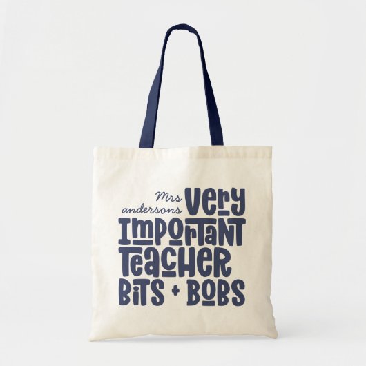 Tote Bag Très important enseignant typographie moderne cade (Devant)