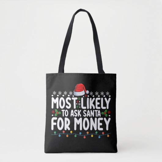 Tote Bag Très Probable De Demander À Père Noël De L'Argent  (Devant)
