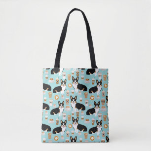 Tote Bag Tri café de corgi - bleu