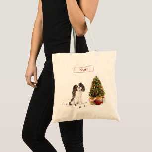 Tote Bag Tri-Color King Charles Spaniel Drôle de Noël Chien