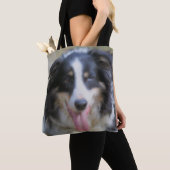 Tote Bag Tri Couleur Bordure Collie Face (De près)