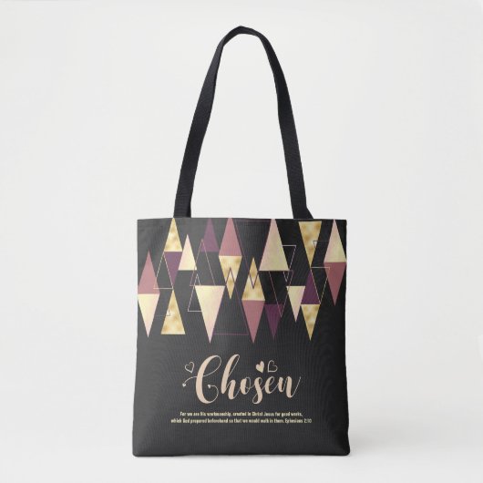 Tote Bag Triangle élégant en or rose noir choisi (Devant)