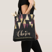 Tote Bag Triangle élégant en or rose noir choisi (De près)