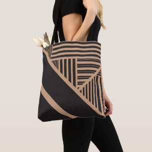 Tote Bag Triangle en tan et noir