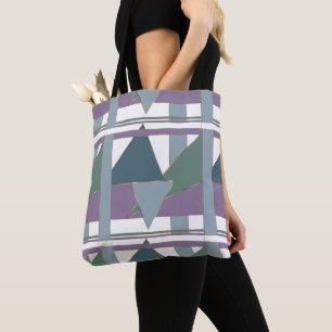 Tote Bag Triangle géométrique Motif bleu violet vert
