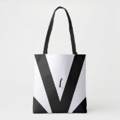 Tote Bag Triangle noir et blanc et slashes (Devant)