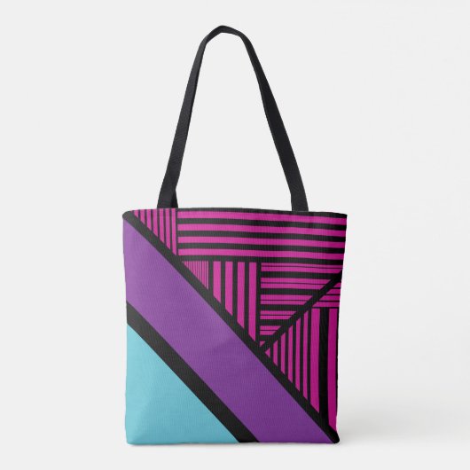 Tote Bag Triangle - rose, pourpre, bleu et noir (Dos)