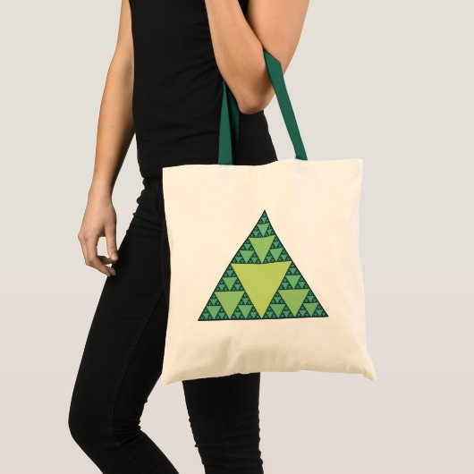 Tote Bag Triangle Sierpinski dans les tons verts (Devant (produit))
