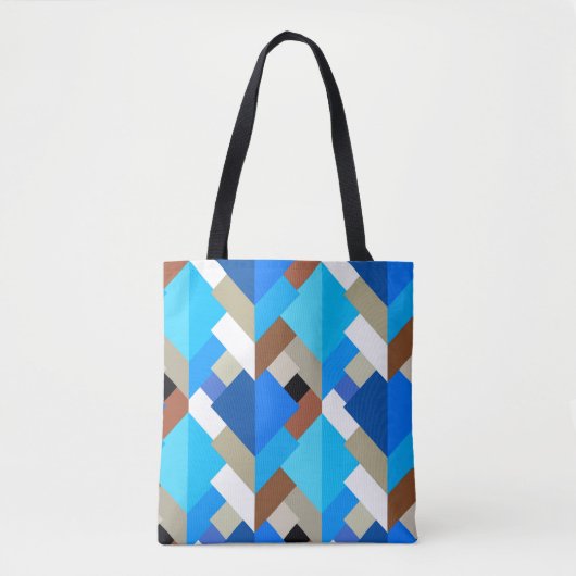 Tote Bag Triangles Abstraits modernes, Bleu de Cobalt et Br (Devant)