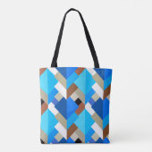 Tote Bag Triangles Abstraits modernes, Bleu de Cobalt et Br (Dos)
