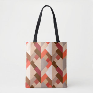 Tote Bag Triangles Abstraits modernes, Brown, Taupe et Oran