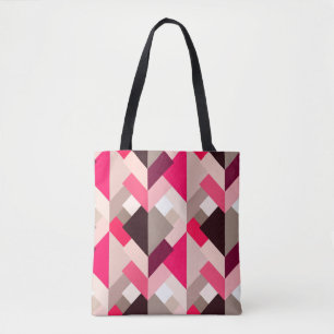Tote Bag Triangles Abstraits modernes, Fuchsia rose et gris