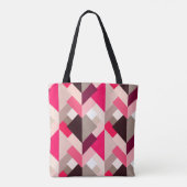 Tote Bag Triangles Abstraits modernes, Fuchsia rose et gris (Dos)