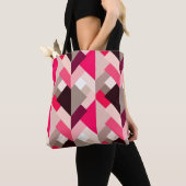 Tote Bag Triangles Abstraits modernes, Fuchsia rose et gris (De près)