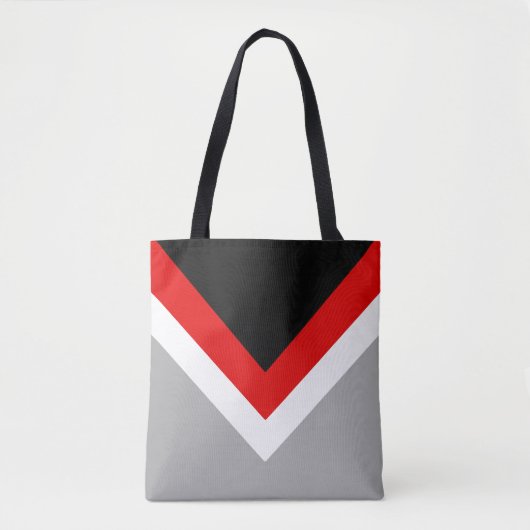 Tote Bag Triangles Abstraits Modernes Noir, Rouge, Blanc & (Devant)