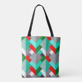 Tote Bag Triangles Abstraits modernes, Turquoise, Rouge et (Dos)