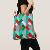 Tote Bag Triangles Abstraits modernes, Turquoise, Rouge et (De près)