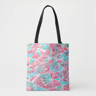 Tote Bag Triangles aquarelle, mosaïque estivale lumineuse.
